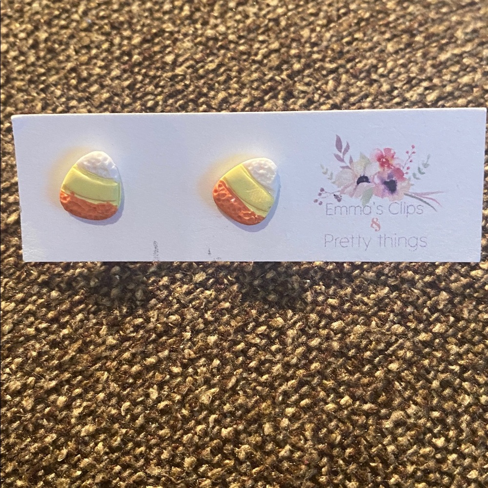 Candy Corn Stud Earrings Handmade